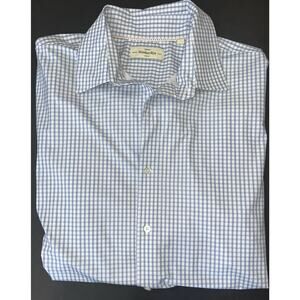 Hawker Rye‎ Shirt Mens XXL Blue White Plaid Stretch Long Sleeve Button Down
